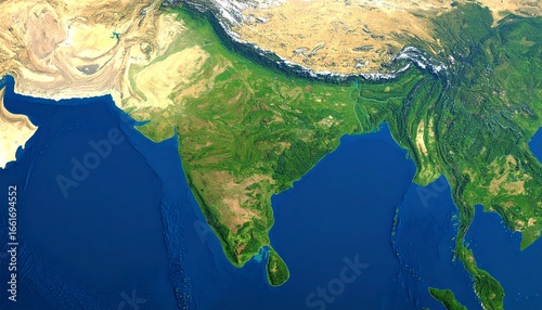 Satellite view of india and surrounding region