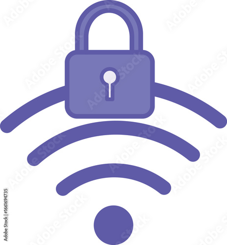 Colored Wi Fi Icon. Vector Illustration. Padlock and Wi Fi Internet. Protecting Wireless Network from Unauthorized Access. Concept Password and Data Security