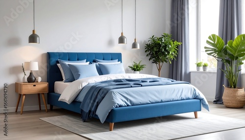 Stylish modern blue bedroom design