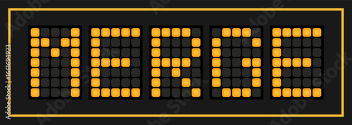 Orange color led banner in word merge on black background