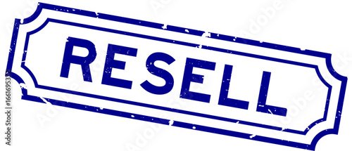 Grunge blue resell word rubber seal stamp on white background
