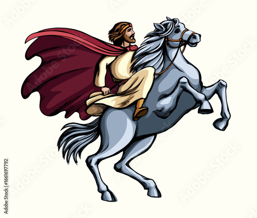 Vector drawing. Man on the horse