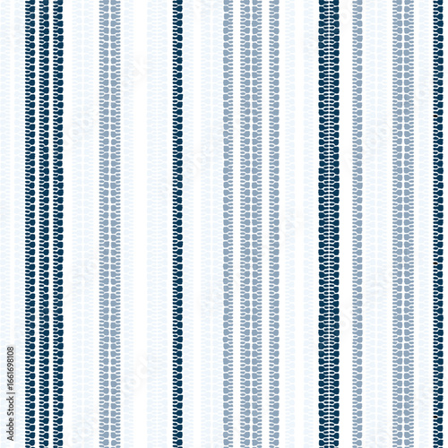 Hand-Drawn Organic Irregular Stripe Seamless Pattern. Abstract Watercolor Style Vertical Stripe Vector Background in Blue Tones. Playful Dotted and Uneven Stripe Textile Print Design. Abstract 