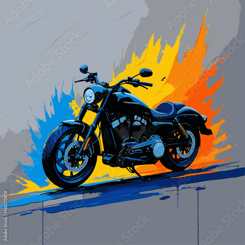vector silhouette of a cruiser motorcycle