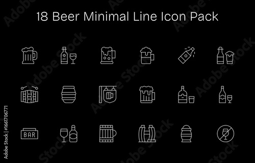 18 Minimal Line Style Icons - Beer Collection