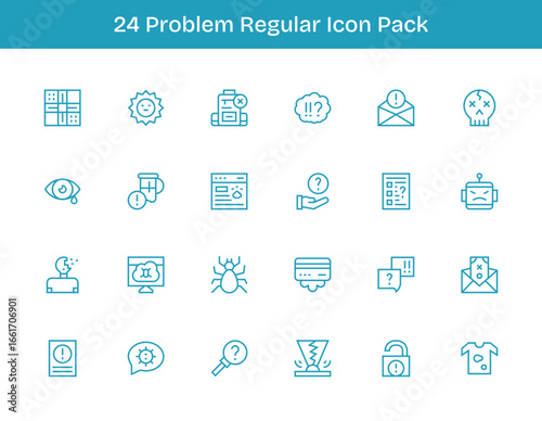 Problem Icon Collection - 24 Regular Outline Designs