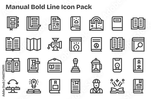 Extra Bold Line Style Manual Icons - 28 Vectors
