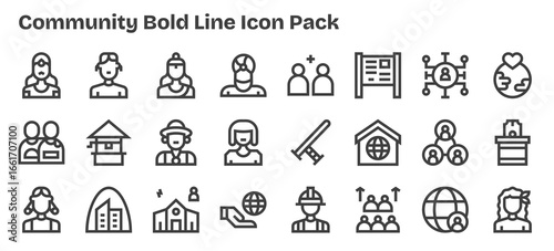 Community Design Icons - 24 in Bold Outline Style