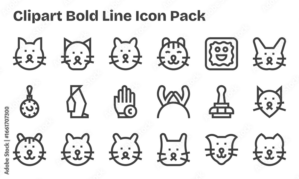 Fototapeta premium Clipart - 18 Bold Line Vector Illustrations