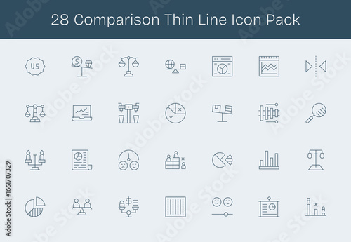 Comparison Visual Pack - 28 Thin Line Icons