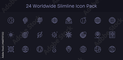 24 Slim Line Icons - Worldwide Graphics