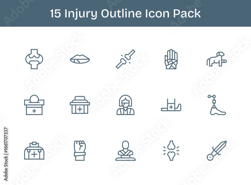 Injury Visual Pack - 15 Outline Icons