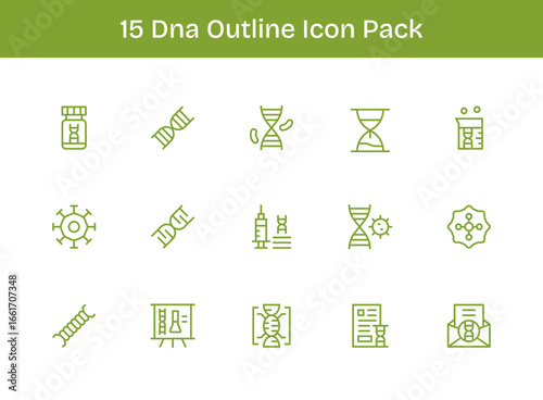 15 Outline Designs - Dna Vector Icons