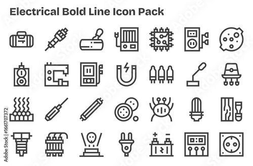 Extra Bold Line Icons - Electrical Set with 28 Vectors
