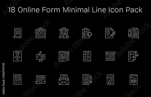 18 Minimal Line Icons - Online Form Graphics