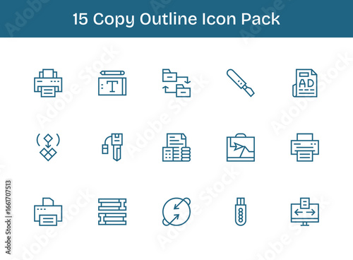 15 Outline Designs - Copy Vector Icons