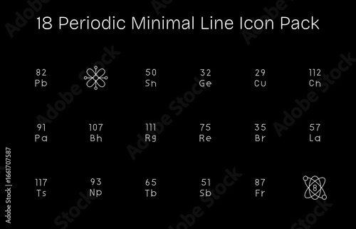 18 Minimal Line Designs - Periodic Vector Icons