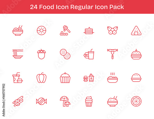 Food Icon Icon Collection - 24 Regular Outline Designs
