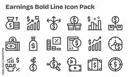 18 Bold Line Vectors for Earnings Theme