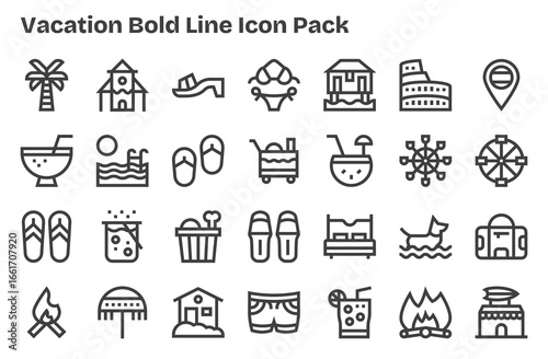 Vacation Icon Collection - 28 Extra Bold Line Designs
