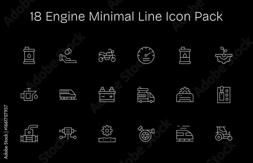 Engine - 18 Icons in Minimal Line Design