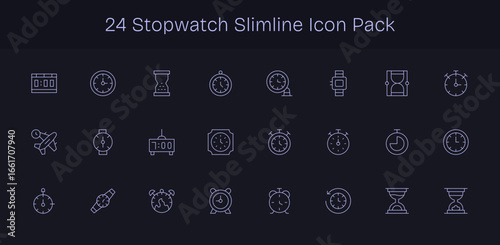 Slim Line Icons - Stopwatch Set with 24 Vectors