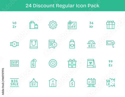 24 Icons for Discount in Regular Outline Format