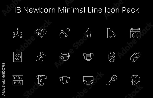 Newborn Icon Collection - 18 Minimal Line Designs