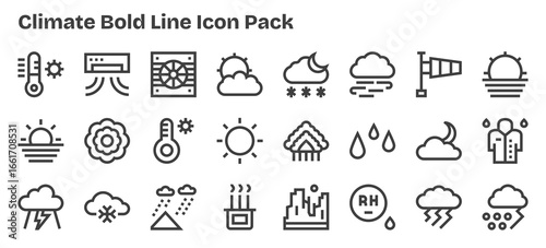 Climate Visual Pack - 24 Bold Outline Icons