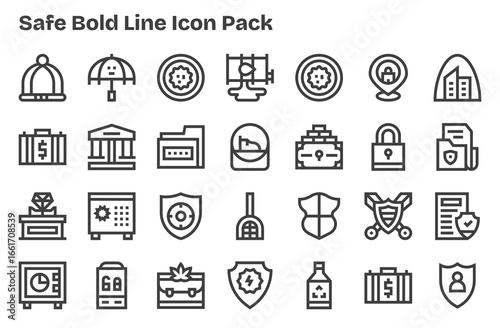 Extra Bold Line Style Safe Icons - 28 Vectors