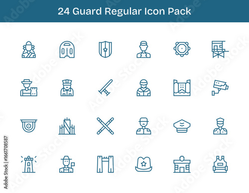 24 Regular Outline Style Icons - Guard Collection