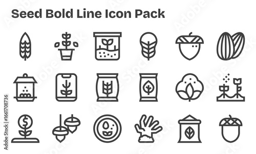 Seed Vector Set - 18 Bold Line Icons