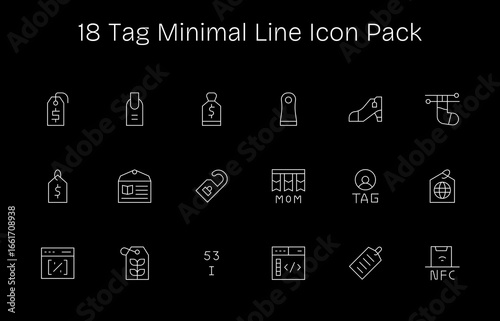 Tag Design Icons - 18 in Minimal Line Style