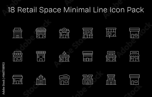Retail Space - 18 Minimal Line Vector Illustrations