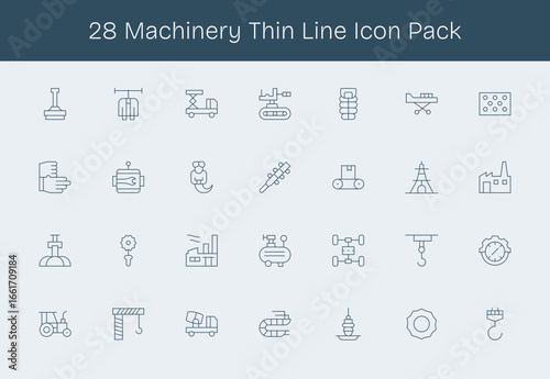 28 Thin Line Vectors for Machinery Theme