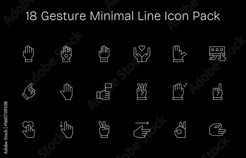 18 Minimal Line Style Icons - Gesture Collection