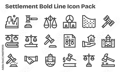 Settlement Design Icons - 18 in Bold Line Style