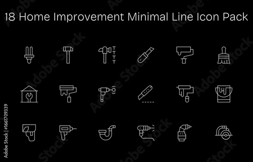 Home Improvement Visual Pack - 18 Minimal Line Icons
