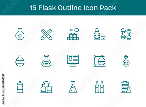 15 Outline Style Icons - Flask Collection