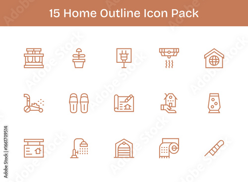 Home - 15 Icons in Outline Design