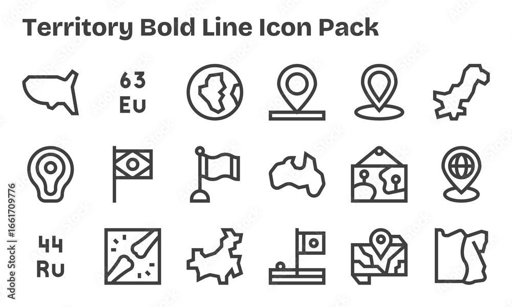 Fototapeta premium 18 Bold Line Icons - Territory Graphics
