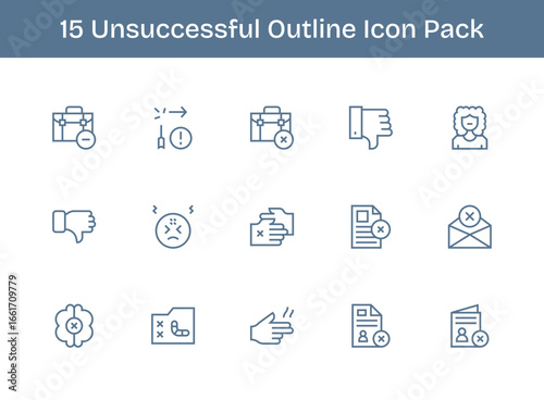 15 Outline Designs - Unsuccessful Vector Icons