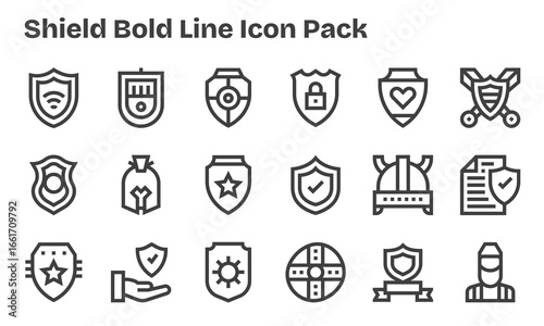 18 Bold Line Vectors for Shield Theme