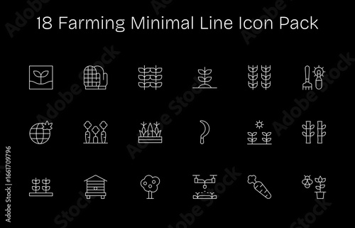 Farming Design Icons - 18 in Minimal Line Style