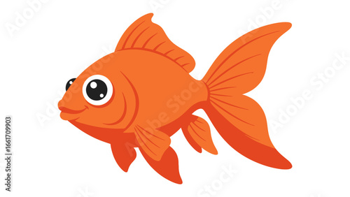 Playful Goldfish in an Aquatic Paradise: A charming goldfish, with its vibrant scales, glides elegantly through its watery realm, symbolizing tranquility and aquatic beauty.