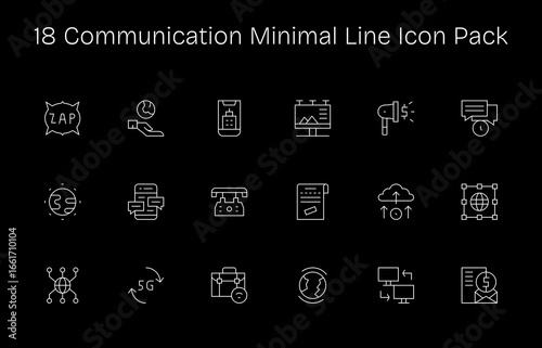 Minimal Line Style Communication Icons - 18 Vectors