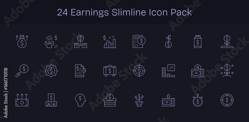 24 Slim Line Vectors for Earnings Theme