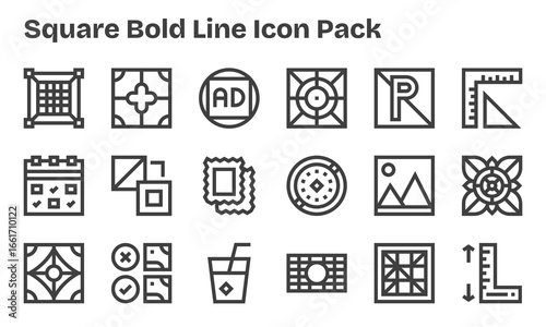 18 Bold Line Designs - Square Vector Icons