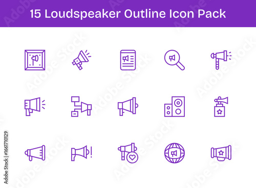 15 Outline Designs - Loudspeaker Vector Icons