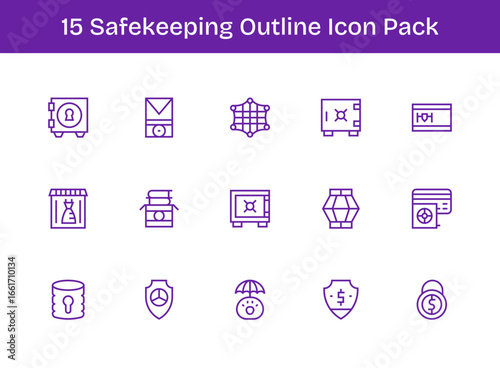 Safekeeping Icon Set - 15 Outline Graphics
